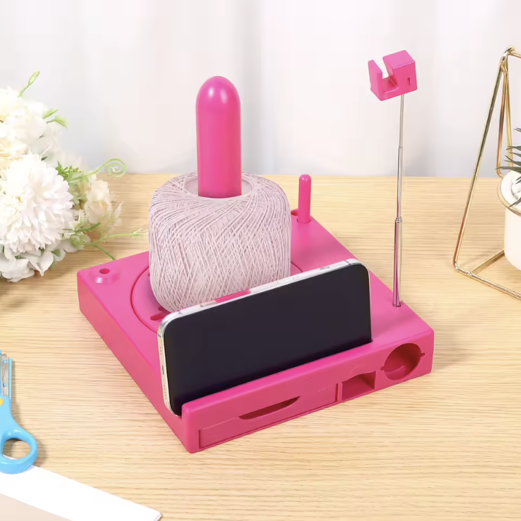 Crochet Caddy in Rose Red