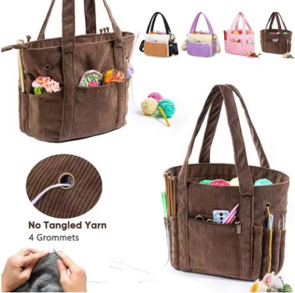 Corduroy Crochet Tote