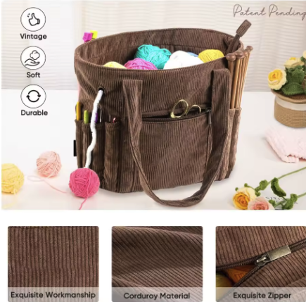 Corduroy Crochet Tote