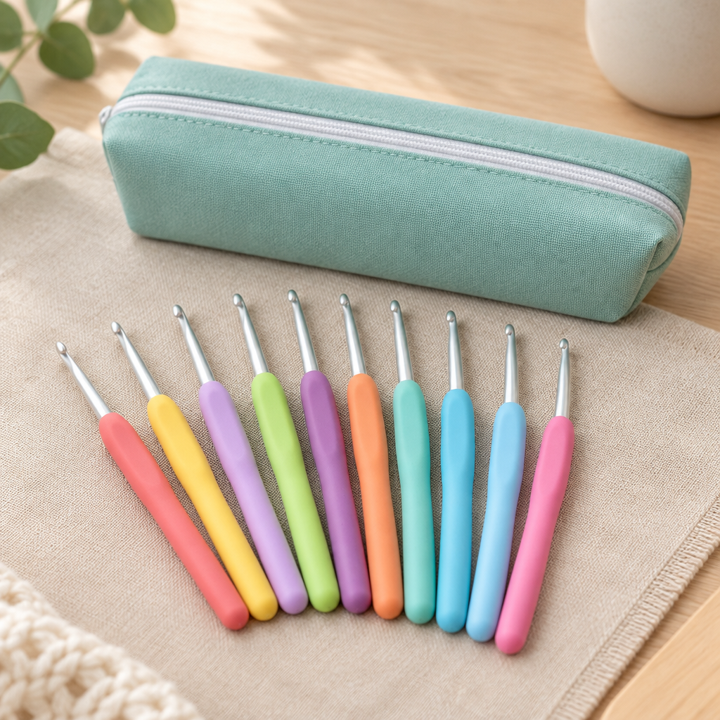 Nine soft-grip crochet hooks from the Starter Pack