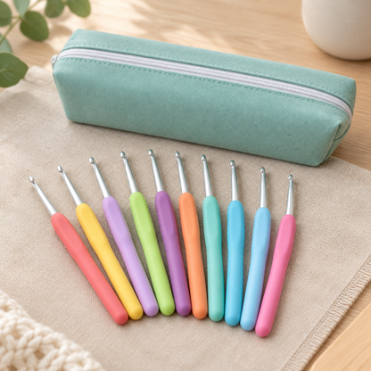 Nine soft-grip crochet hooks from the Starter Pack